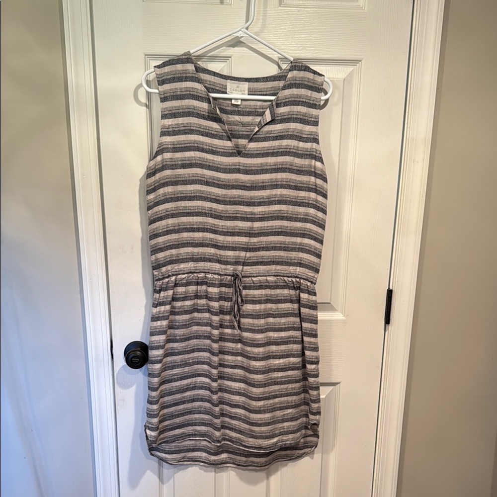 Caslon Navy Striped Linen Dress